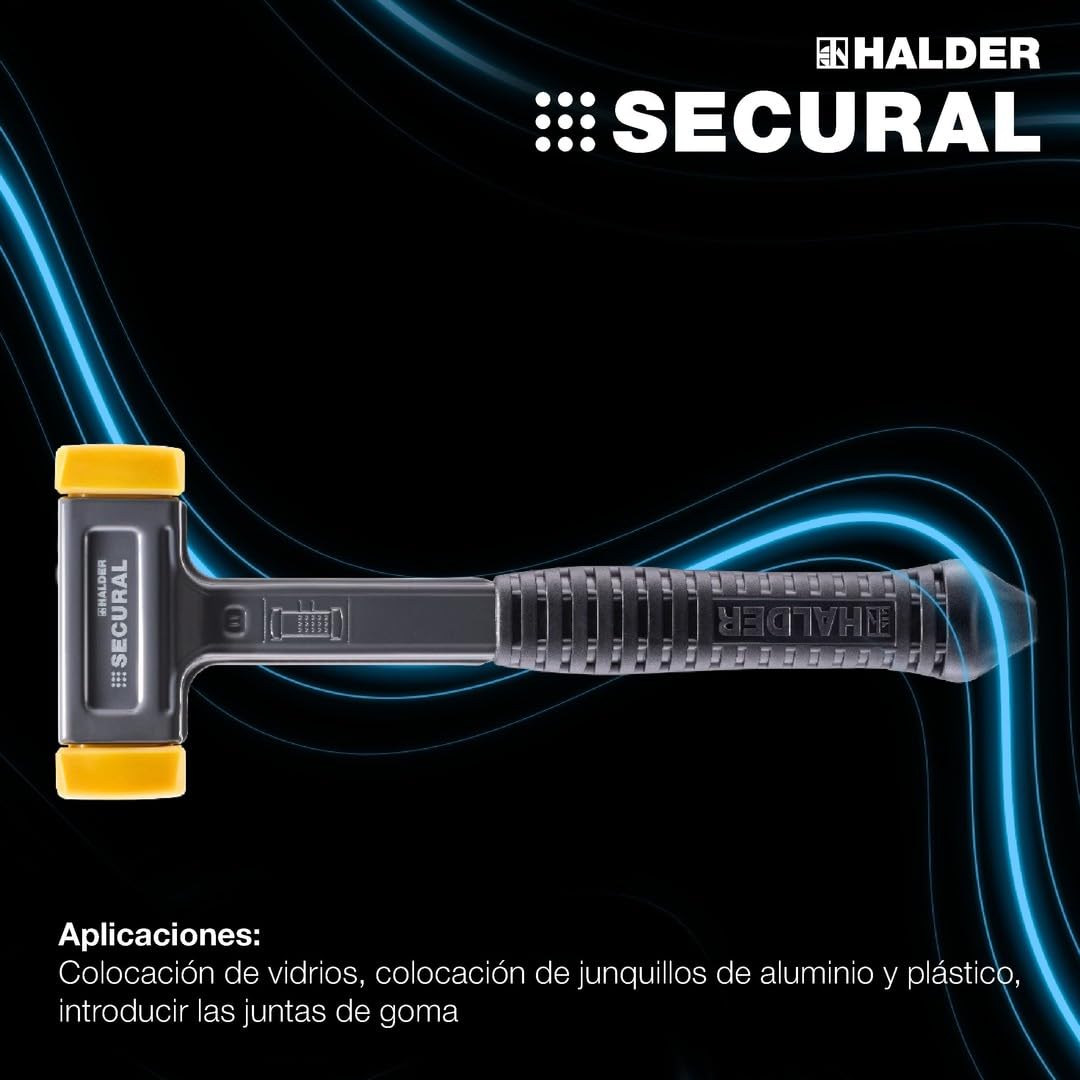 Martillo de impacto SECURAL Plus, cabeza y mango irrompibles de una pieza de acero, insertos rectangulares, con mango especial, 30 mm x 40 mm, 3380.140