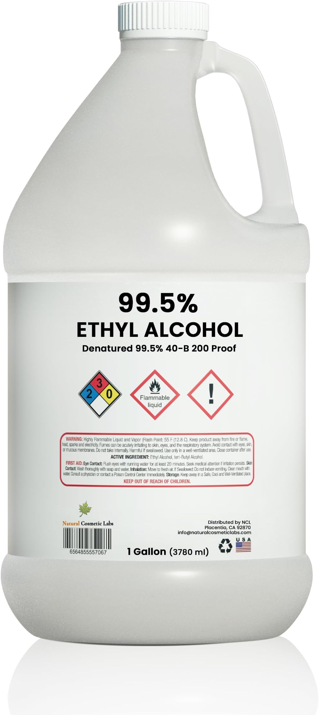 Ethyl Alcohol 99.5% Denatured Alcohol 40-B 200 Proof by Natural Cosmetic Labs | Made in The USA | Gallon - Pack of 1