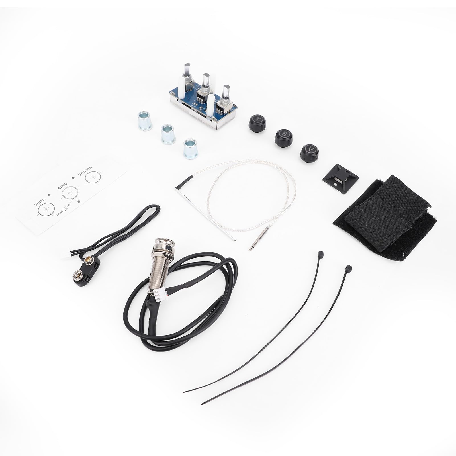 Keenso Pickup Piezoelettrico Attivo, Pickup per Chitarra in Plastica e Acciaio Al Carbonio con Equalizzatore a 3 Bande, Suono Ad Alta fedeltà Alimentato a 9 V per Chitarristi Folk Acustici da 36"