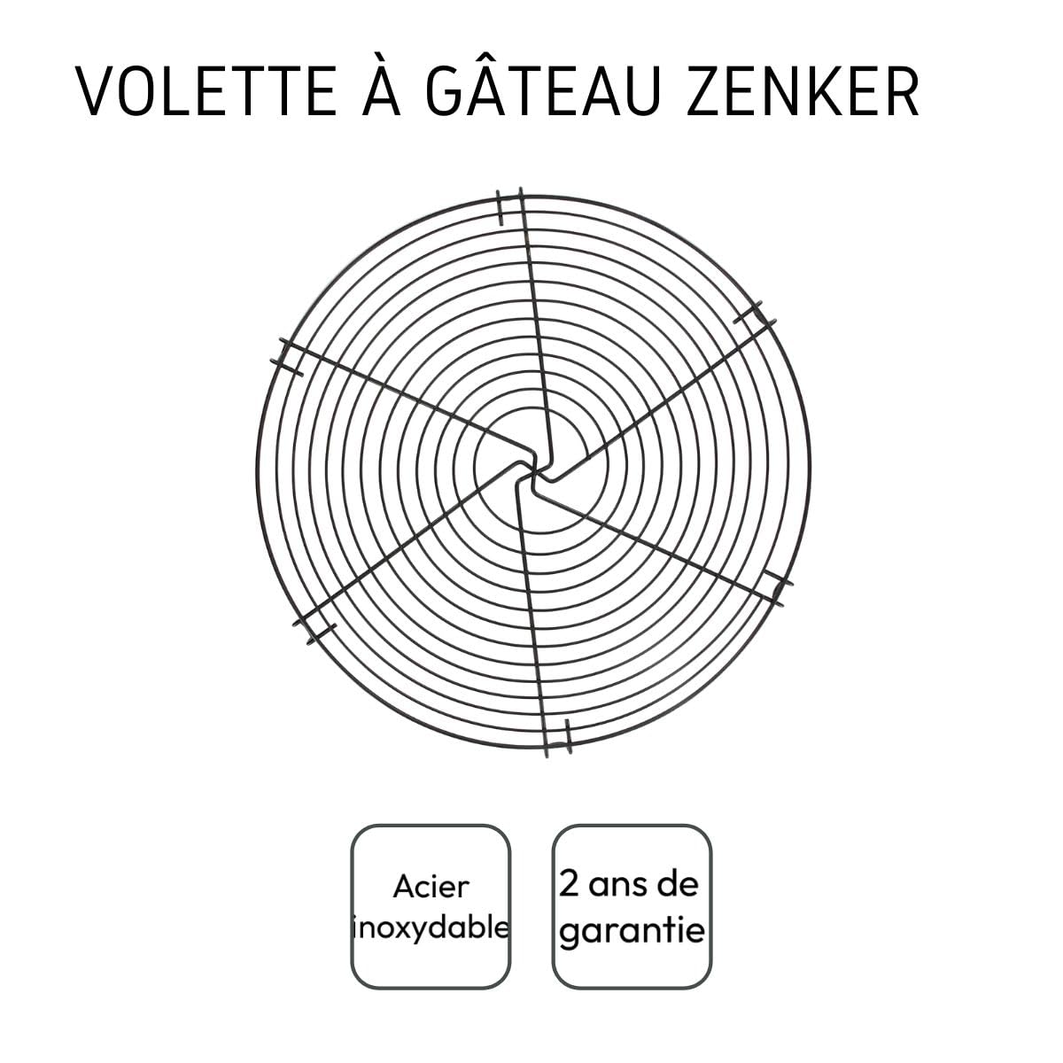 Zenker Présentoir à gâteau 30 cm Métal Noir grille de refroidissement