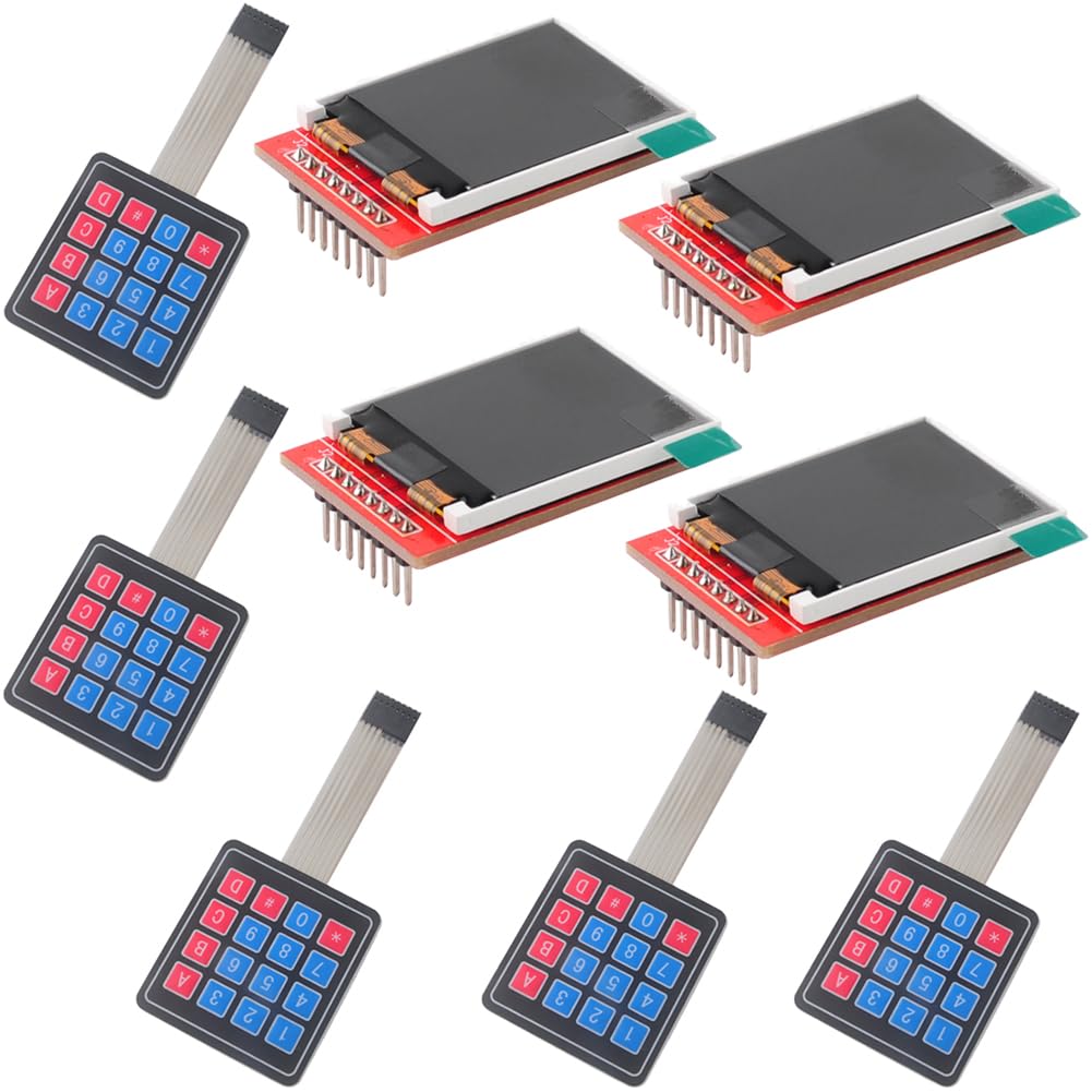 4pcs 1.44" SPI TFT LCD Display ST7735S + 5pcs 4x4 Membrane Switch Keypad
