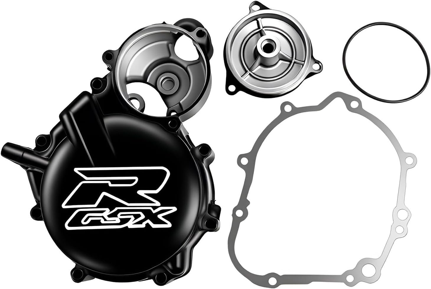 Engine Stator Cover with Gasket Compatible with Suzuki GSXR 600 750 (2006-2023) - Black Aluminum Crankcase Guard Replacement fits GSX-R600 GSX-R750​