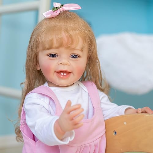 Miniatura 6 de RXDOLL Muñecas de bebé Reborn de 22 pulgadas de silicona de cuerpo completo, cabello rubio, muñecas de bebé de la vida real que se ven reales,