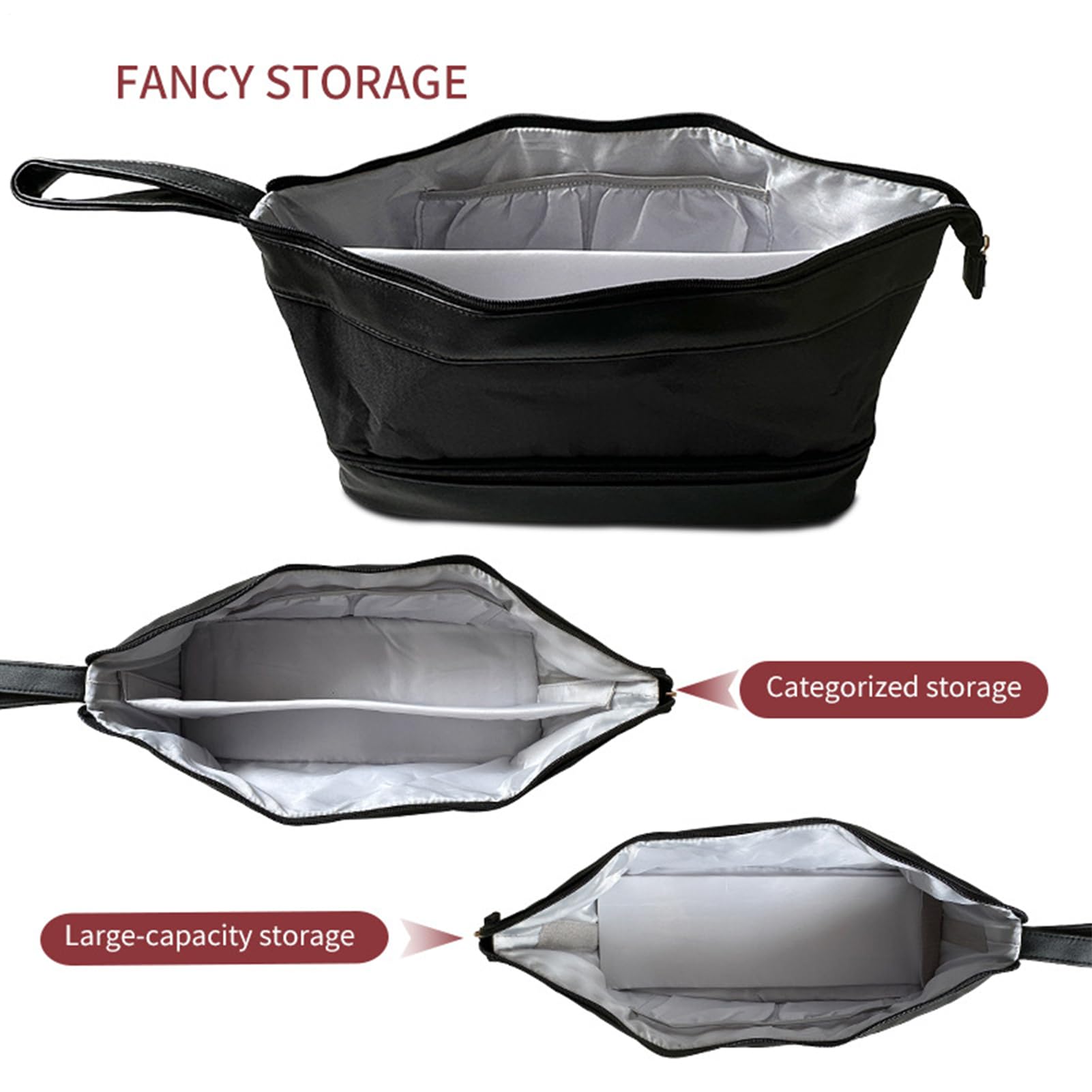 Reisetasche für Haar-Werkzeug, doppellagig, tragbare Friseur-Handtasche, hitzebeständiges Fach, ideal für Zugreisen, Urlaub, Camping, Wochenende, Salon, Fitnessstudio