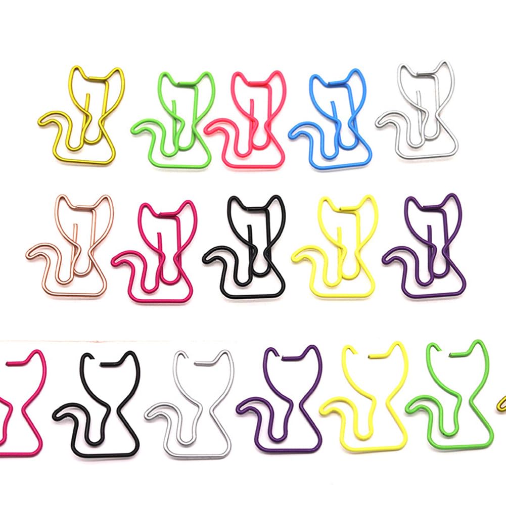50 Pcs Fun Paper Clips Cute Animal Cat Paperclips For Women Men Coworkers Teachers Office Supply Colorful Bookmarks Clips (Cat-50Pcs - View #11