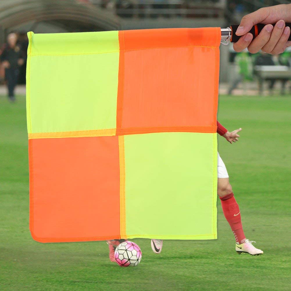 VGEBY Schiedsrichter-Flaggen, 2-teilige Schiedsrichter-Linienrichter-Flagge mit Aufbewahrungstasche für das Sportspiel Fußball-Fußball-Hockey-Training
