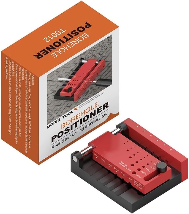 Dowel Jig Locator Tool for Round Rod Bar, CNC Aluminum Alloy with Hardened Steel Bushings, Center Drilling Positioning Module for DIY and Model Building(T0012)