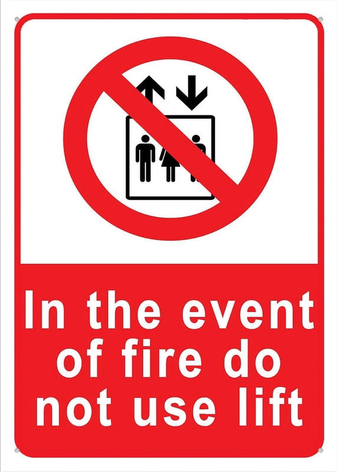 In The Event Of Fire (Do Not Use Lifts) Sign for House & Yard, 8x12 Inch Premium Aluminum, Sun-Proof, Rust-Free