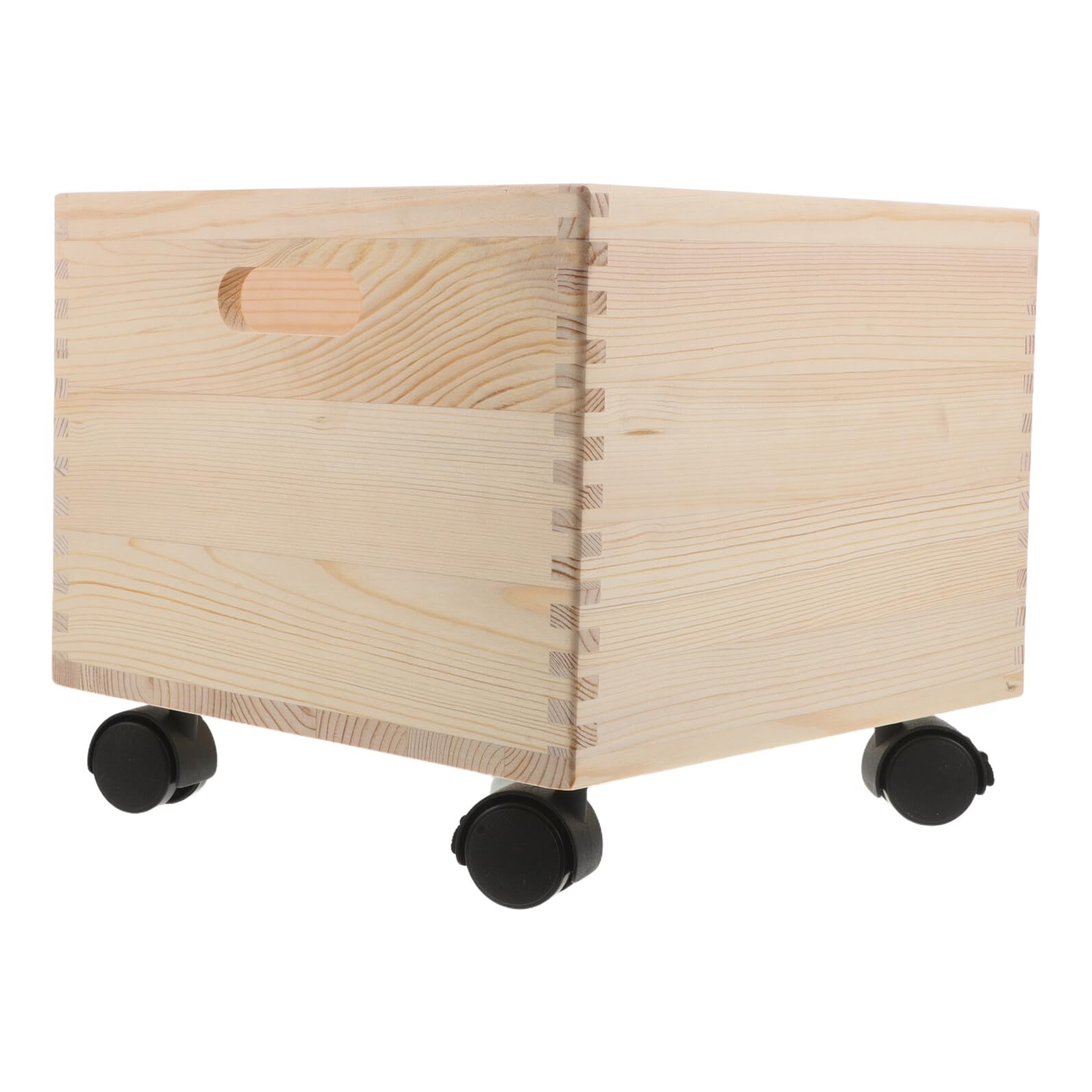 Alasum Cassa in Legno Quadrata con Ruote Porta Vinile e Libri Struttura Robusta Portatile Stile Rustico per Soggiorni e Dormitori