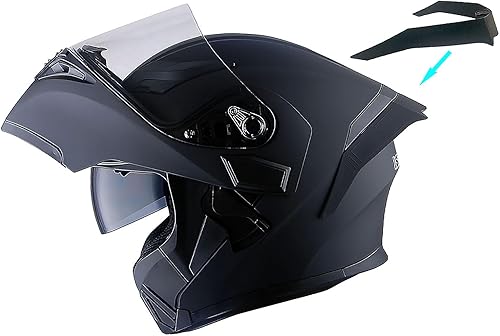 1Storm - Casco modular de cara completa para motocicleta, con doble visera abatible, protección solar HB89, negro mate
