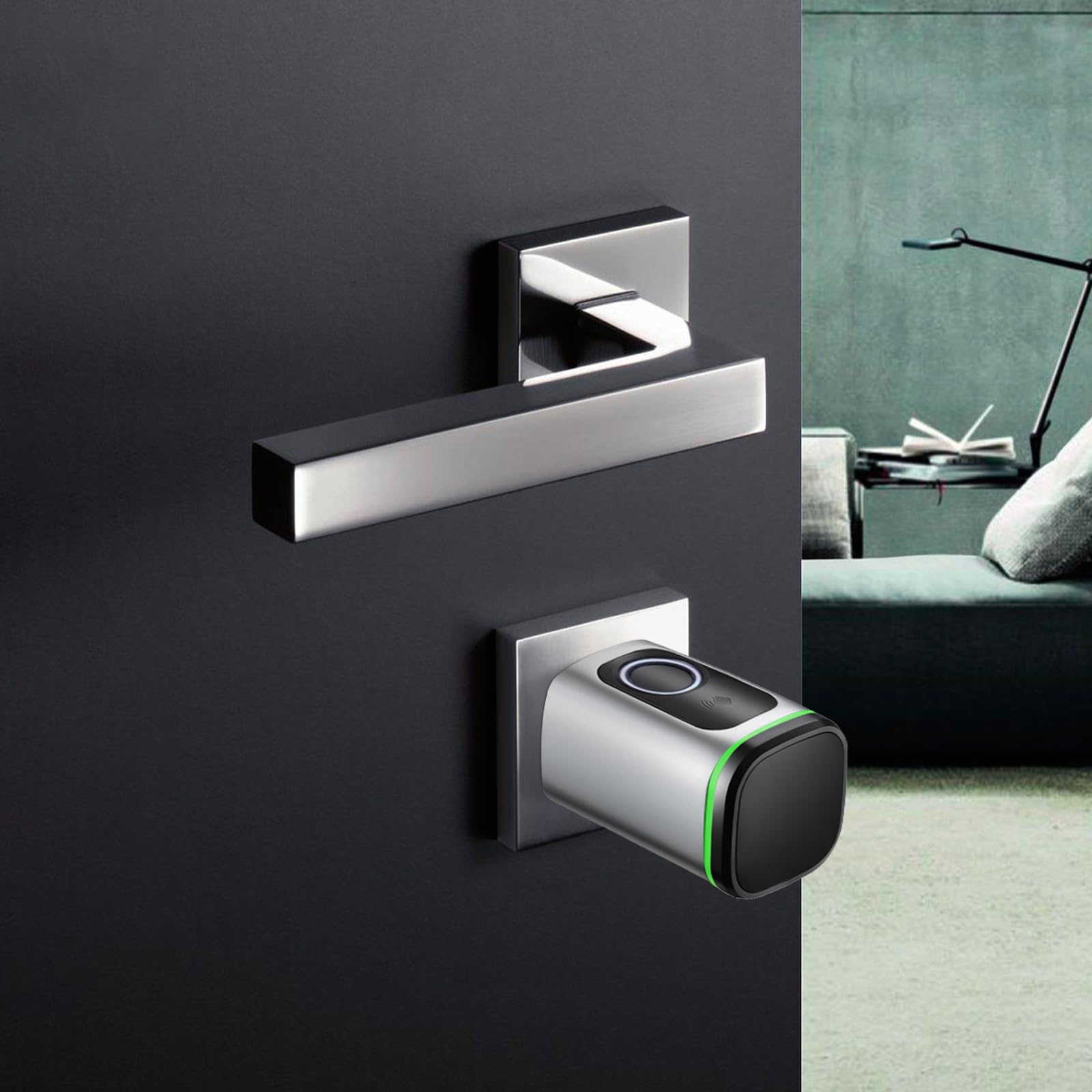Türschloss Fingerabdruck Schließzylinder,Elektronisches Türschloss mit Smart APP-Steuerung,6cm Türdicke,Unterstützen 4 Entsperrmethode,für IP53,Wohnung, Hotel