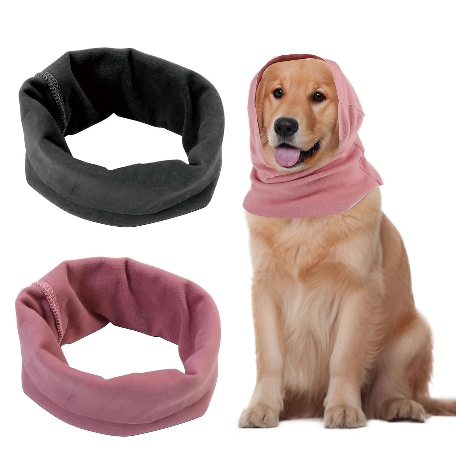 Miiqxx 2PCS Dog Ear Defenders & Protectors for Bath Shower & Anxiety Relief (Cat & Dog, Pink & Black), Black, Pink