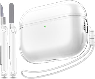 Airpods Pro 2nd Generation Case Cover, Clear Soft TPU Transparent Military Grade Shockproof Protective Case with Cleaning Pen for Apple Airpods Pro 2 Charging case 2022, Clear White