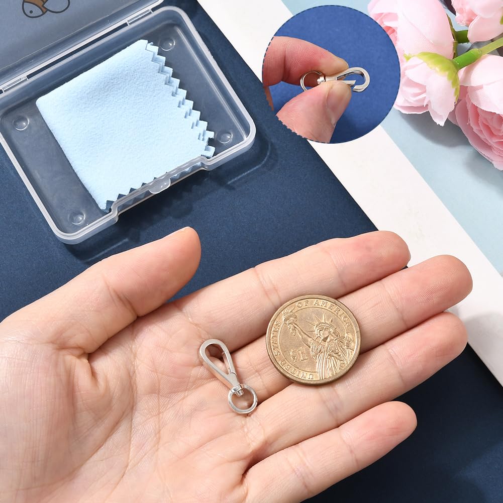 Beebeecraft 925 Portachiavi in Argento Sterling con Chiusura Girevole A Molla Moschettone Gancio Fibbia per Fai da Te Artigianato Creazione e Ricerca