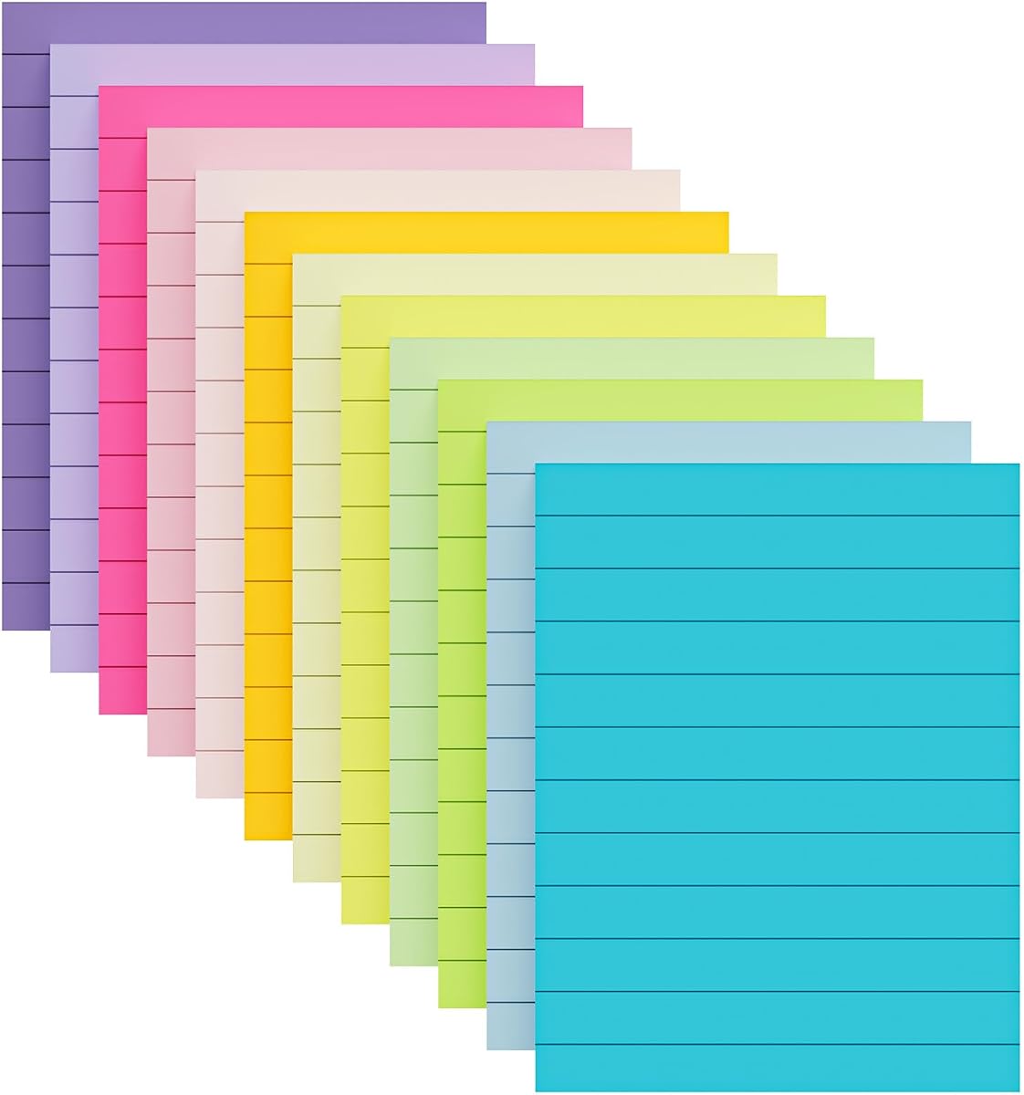 (12 Pack) Lined Sticky Notes 4x6 in,Large Super Sticky Note Pads for School | Sticky Notes with Lines, Self-Stick Note Pads, Rectangular Sticky Notes for Office, Home, School & Meetings Teacher supplies