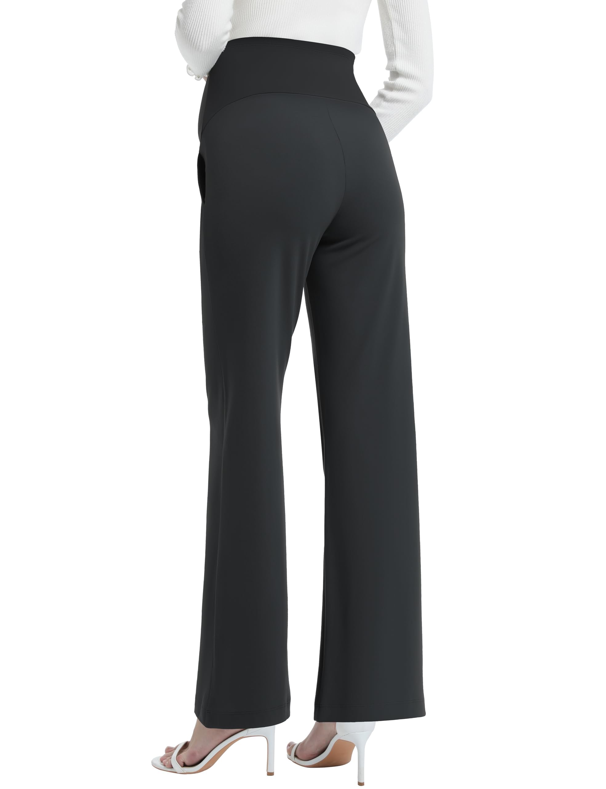 Pantalon Grossesse Femme Jambes Larges Bureau | Taille Haute, Extensible, Avec Poches, Maternité, Travail, Maison