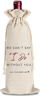YAANUNULU Wedding Wine Bag Gifts for Officiant, Best Officiant Ever, Drawstring Burlap Wine Bag, Pastor Gift, Ordained Minister, Will You Marry Us