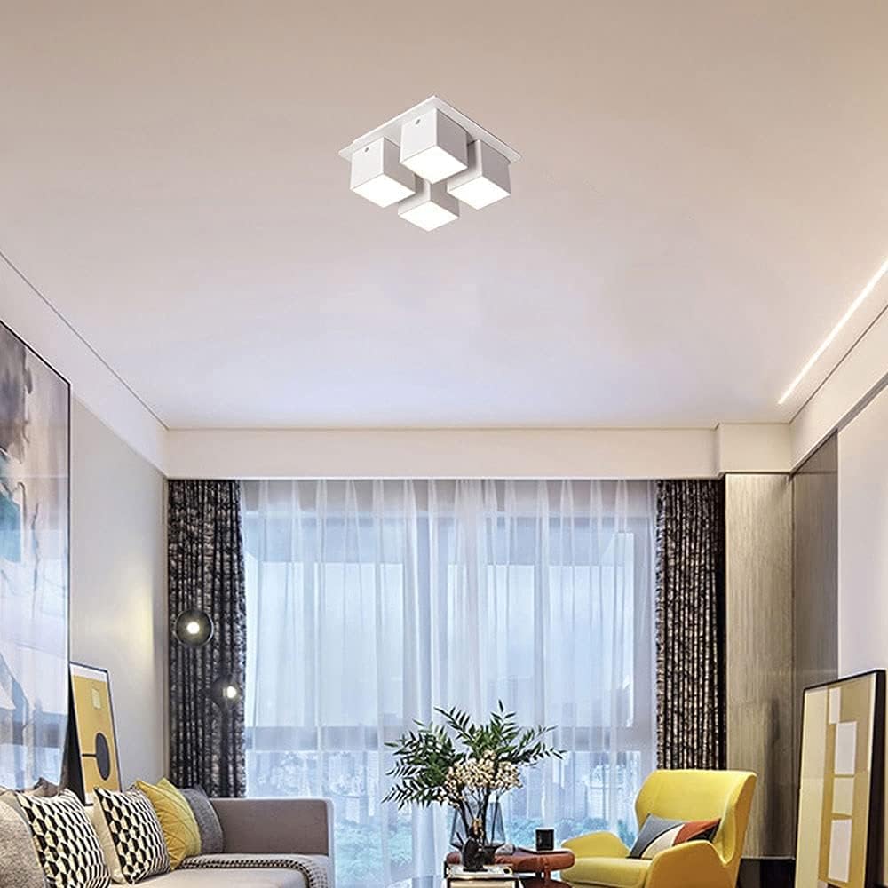 Spotlight,Led Ceiling Spotlight Fixture, 4-Light Recessed Ceiling Lighting Fixture Adjustable Flush Mount Downlight, Corridor Cloakroom Gallery Directional Spotlights Accent Lamps/3000K