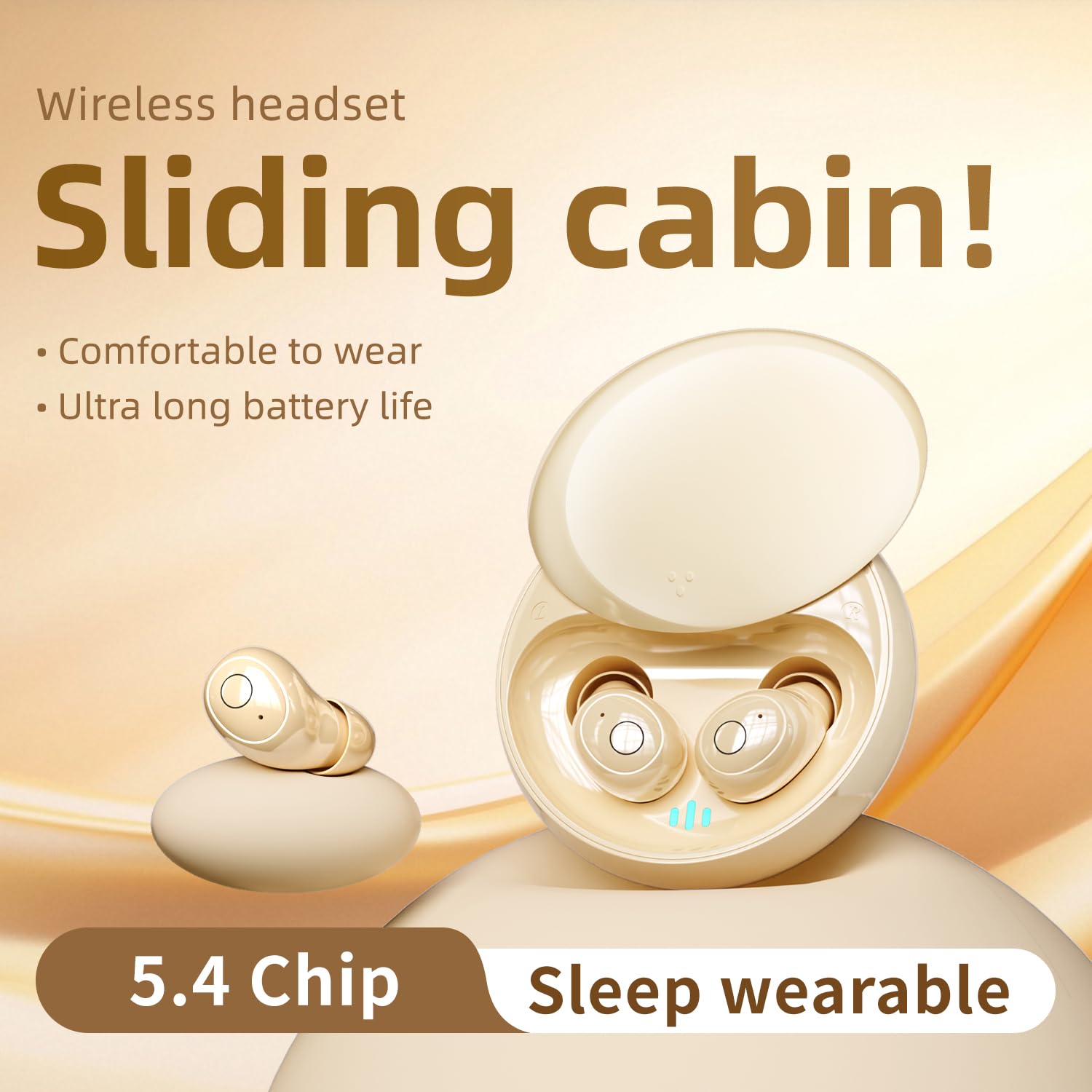 Mini auriculares invisibles para dormir de lado, auriculares inalámbricos con cancelación de ruido Bluetooth 5.4 con batería de larga duración, diseño apto para dormir, comodidad durante toda la noche