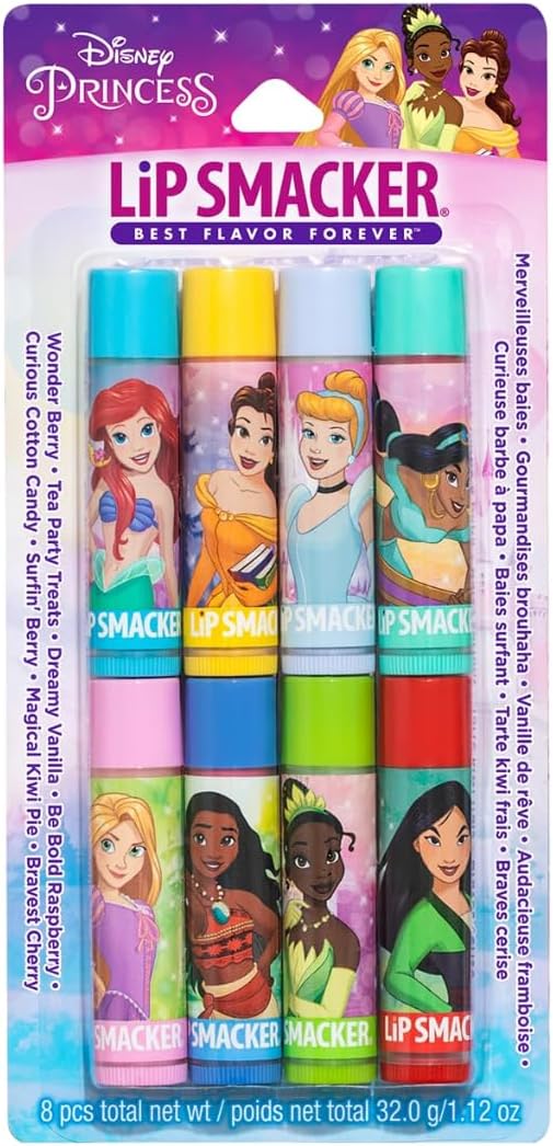 Disney Princess Flavored Lip Balm Party Pack 8 Count, Clear, For Kids