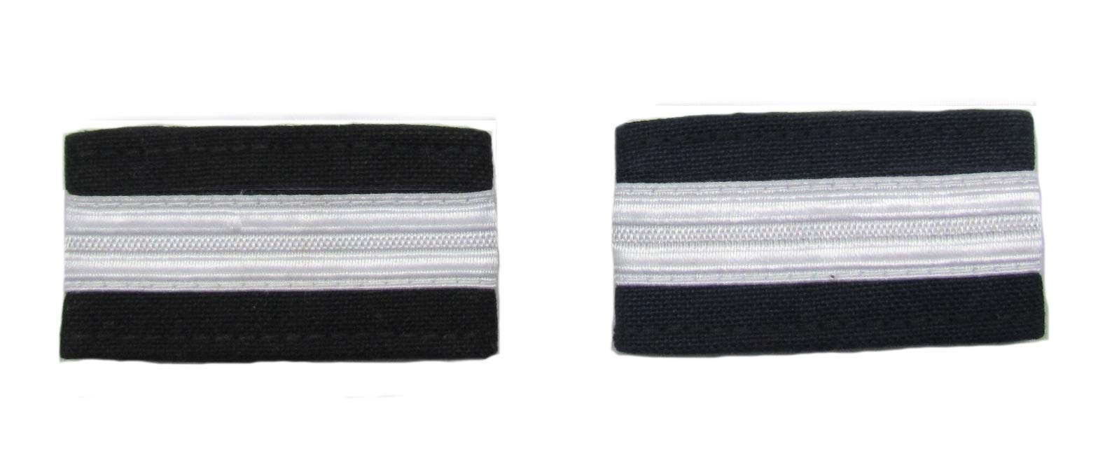 Uniform Store London Men's Gold Pilot Captain, Silver Strips Epaulettes, Airline, Cabin Crew 1 Bar Navy Blue