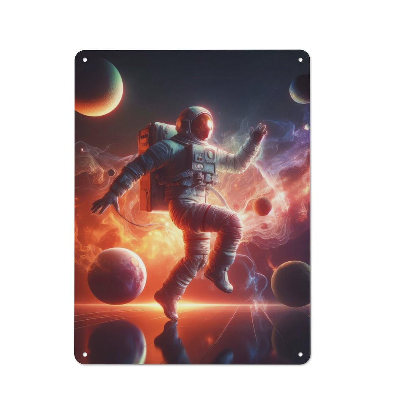 Junmoney Astronaut In Space Retro-Style Tin Sign 40X30cm For Living Room Or Hallway, For Home Wall Decor Collectors Refreshing A Room In Autumn