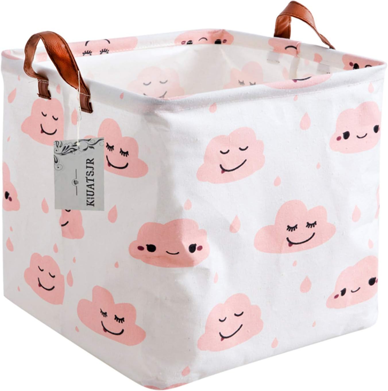 Storage Basket Fabric Organizer Bin for Toys, Books, Clothes, Pets,Perfect for Bedroom/Office/Nursery/Shelves(Pink Cloud)