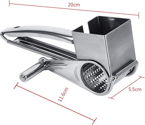 Miniatura 2 de CHICIRIS Rallador de queso rotativo, rallador manual de queso de acero inoxidable, multifuncional manual de mano, triturador de queso, cortador para