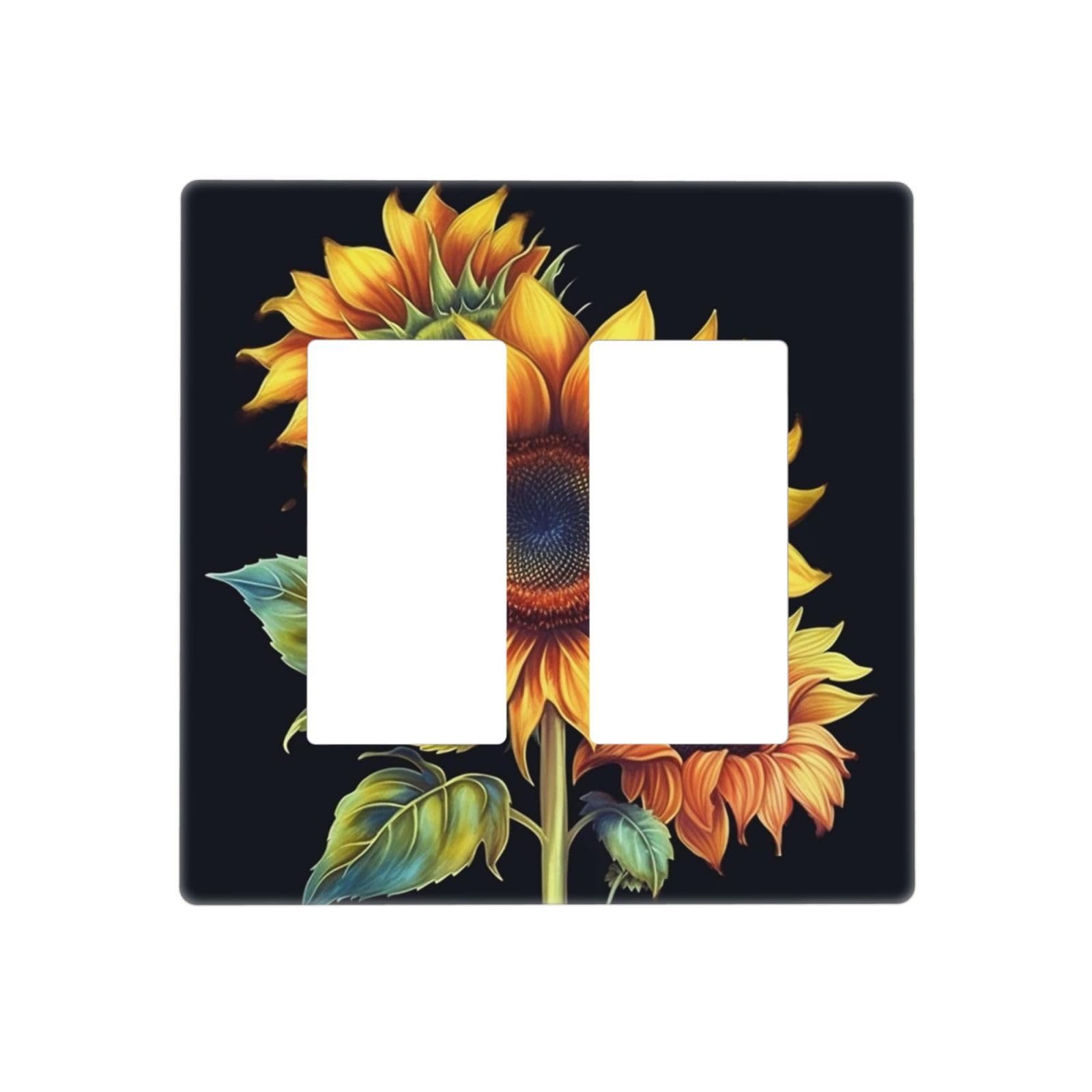 Decorator Wall Plate 2 Gang Light Switch Covers Summer Sunflower Wallplate Double Toggle Switch Plate Standard Size Electrical Outlet Covers Decorative Wall Switch Plate Cover