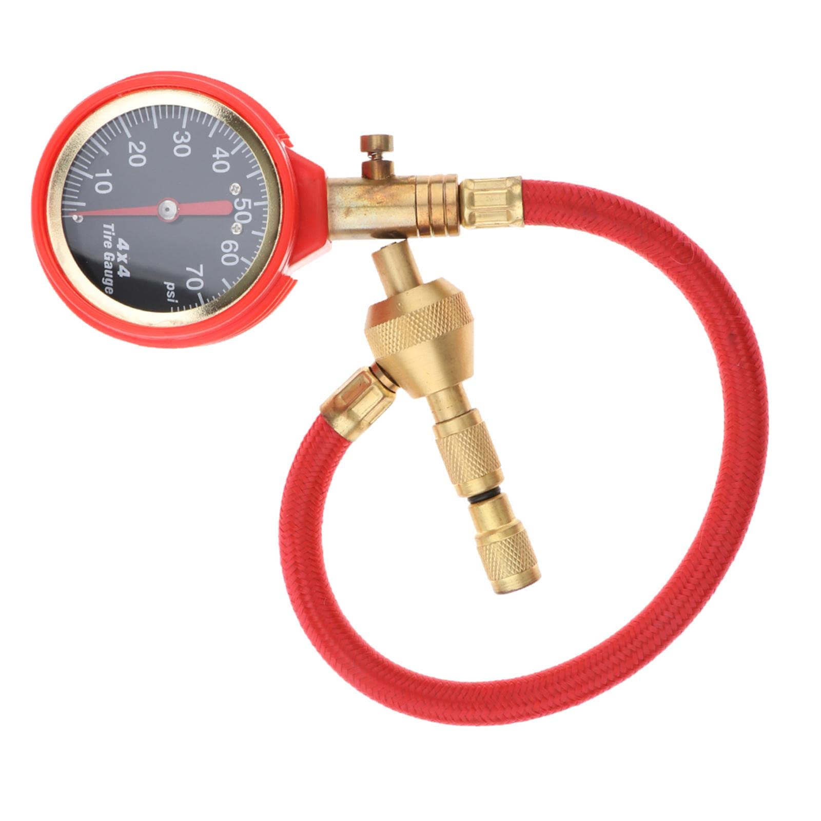 Desinflador de Neumáticos, Desinflador de Aire de 0 a 70 PSI para Manómetro de Presión con Aguja, Herramienta para Válvula, rojo