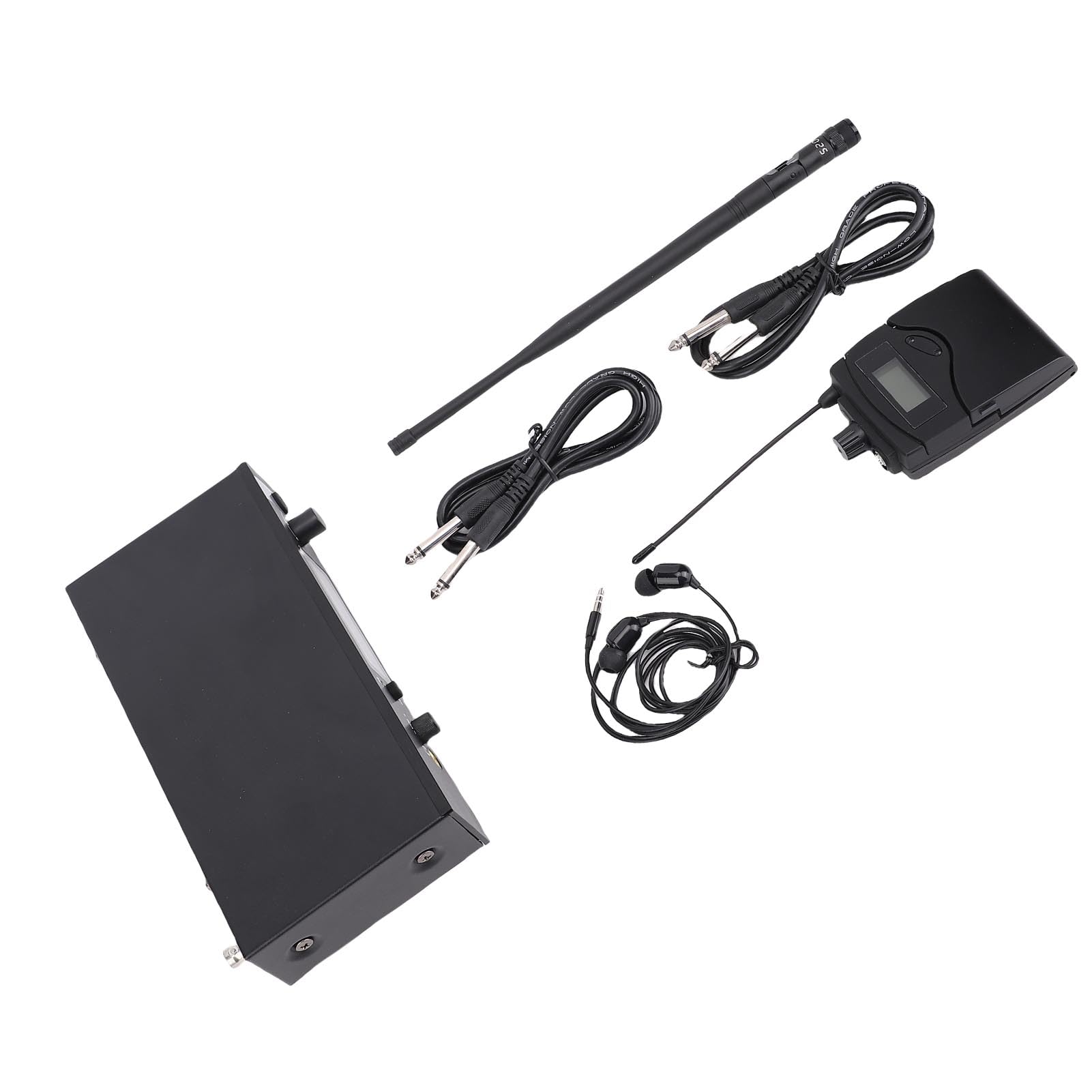 UHF Wireless in Ear Monitor System, 550-590MHz Band Wireless IEM, Range 164ft, per Palcoscenico, Banda, Studio, Discorso (Spina Europea)