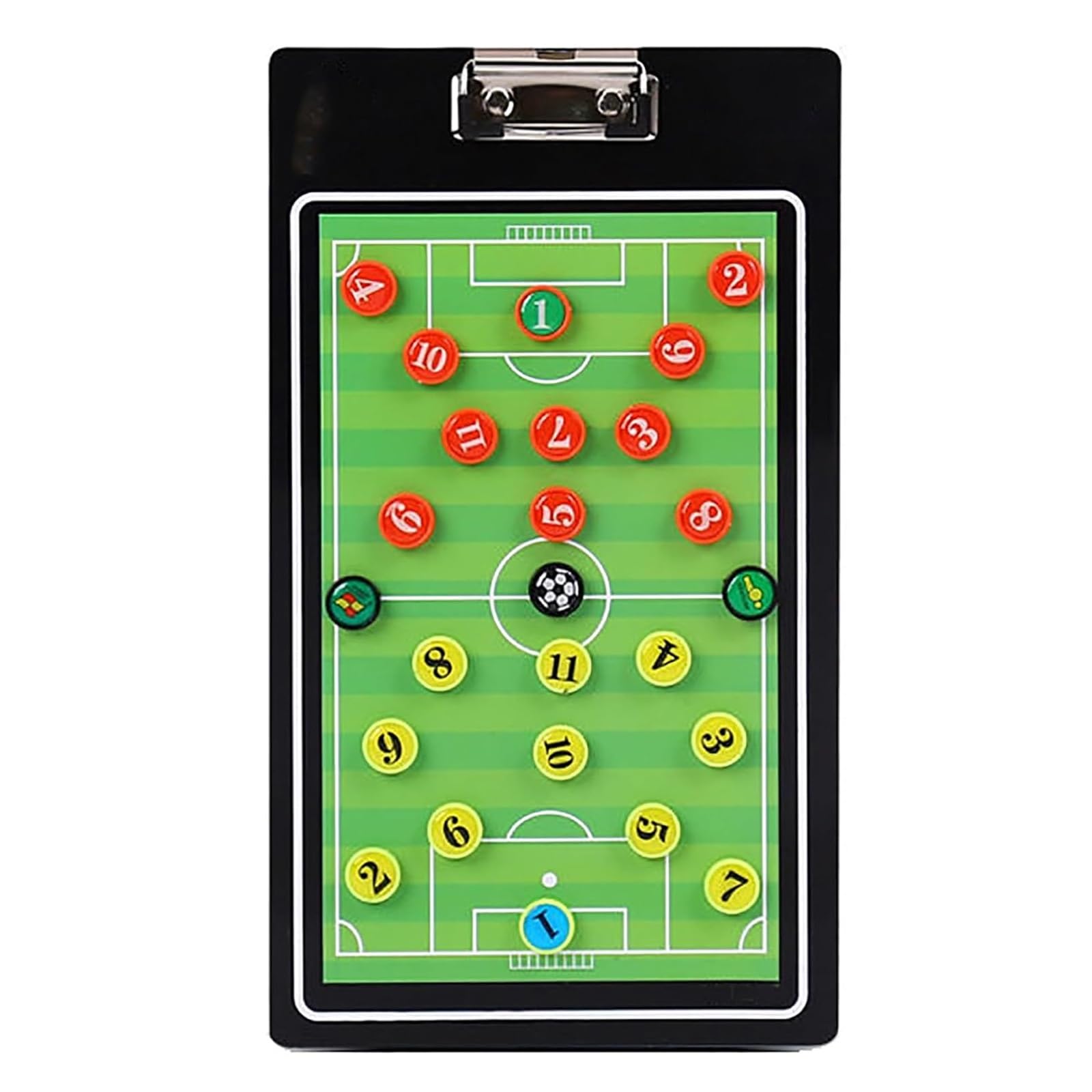 Taktikmappe Fußball, Fußball Taktiktafel, Wiederbeschreibbar und Abwischbar, Klemmmechanismus zur Befestigung von Zeichnungen