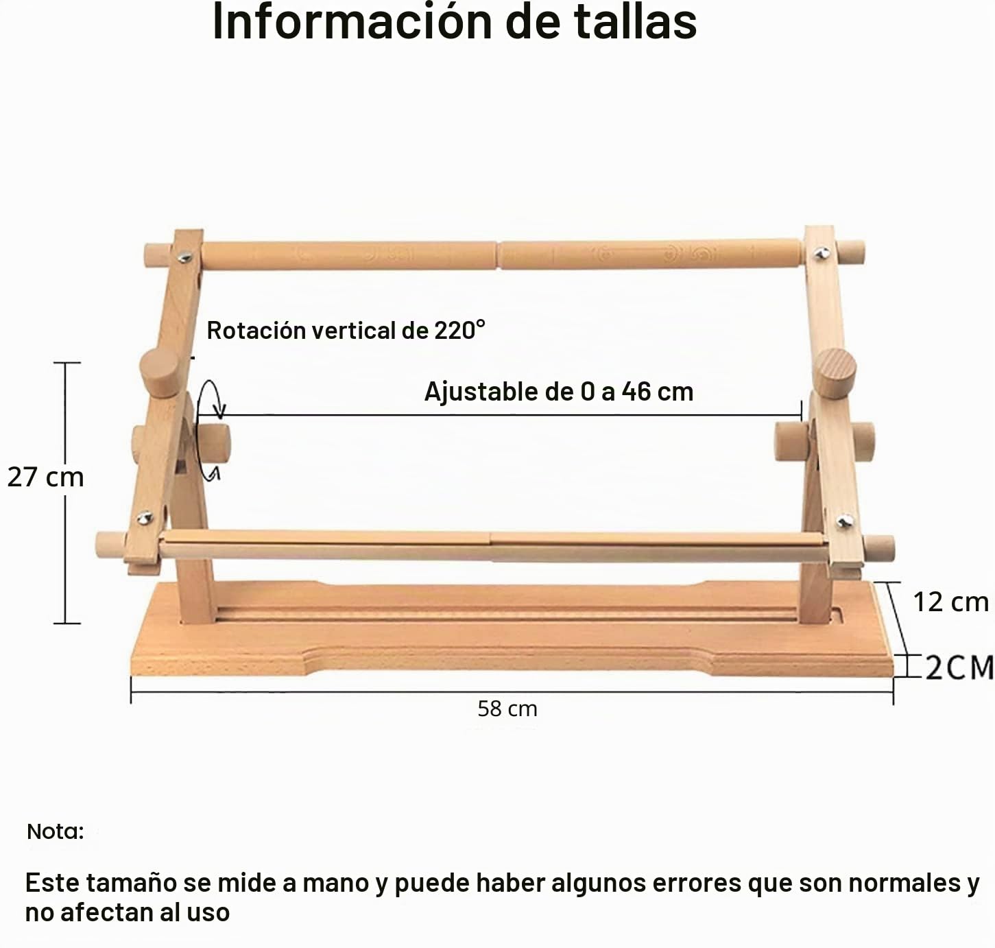 Soporte de Bordado de Madera Ajustable - Kit Giratorio de Escritorio Con Bastidor de Regazo y Aro Manos Libres