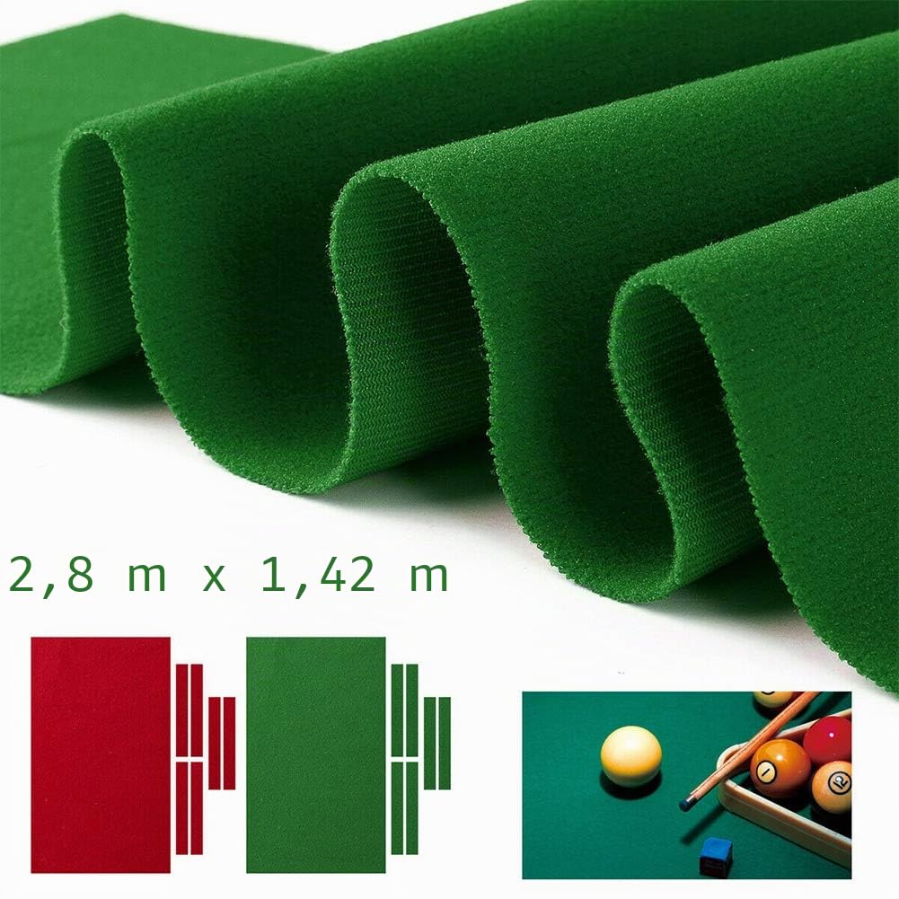 Tischdecke, Tischunterlage, professionelle Billard-Tischdecke, Zubehör, Nylonstange, solide, Sport-Billardpool, professionelles Hotel (2,8 + 1 m, 2,8 m), Grün
