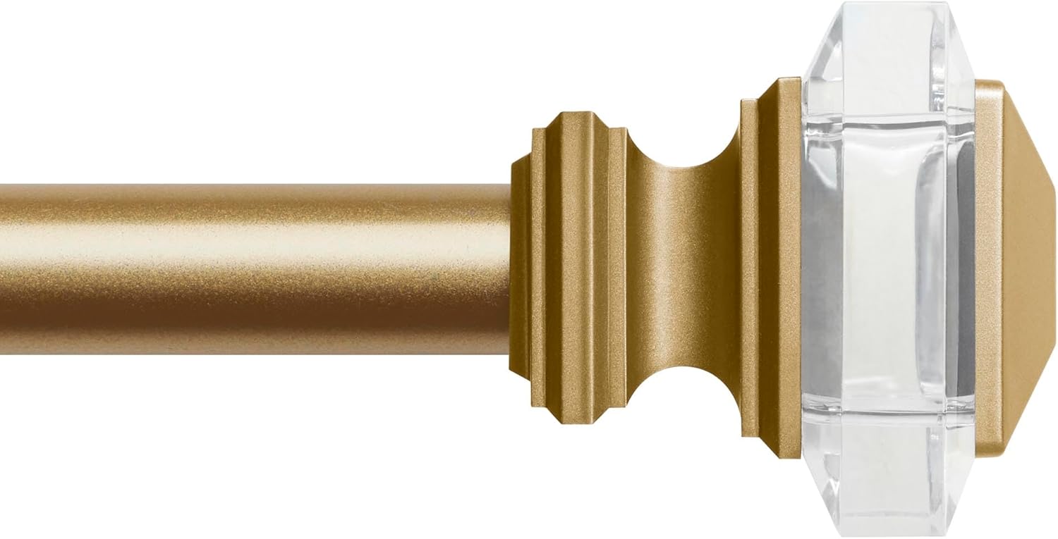 EXCLUSIVE HOME Prism 1" Curtain Rod and Coordinating Finial Set, Gold, Adjustable 36"-72" Gold 36-72