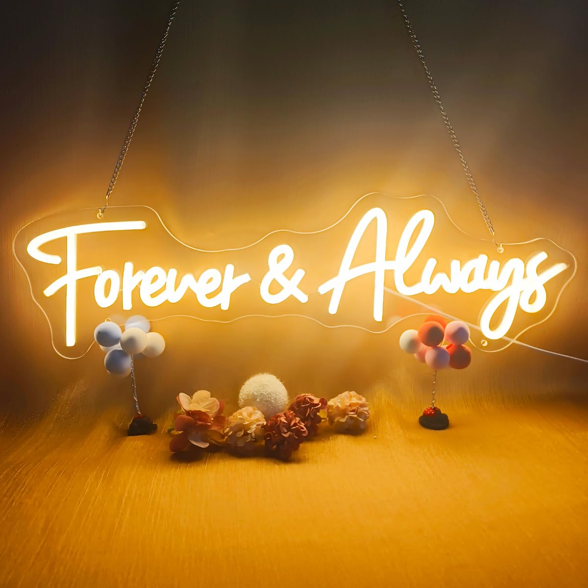 Forever And Always neonowe znaki do dekoracji ścian, ściemniane, zasilany przez USB, neonowy znak świetlny "Forever & Alway" na rocznicę ślubu, sypialni, dekoracja baru, 57 cm x 16,8 cm, ciepła biel