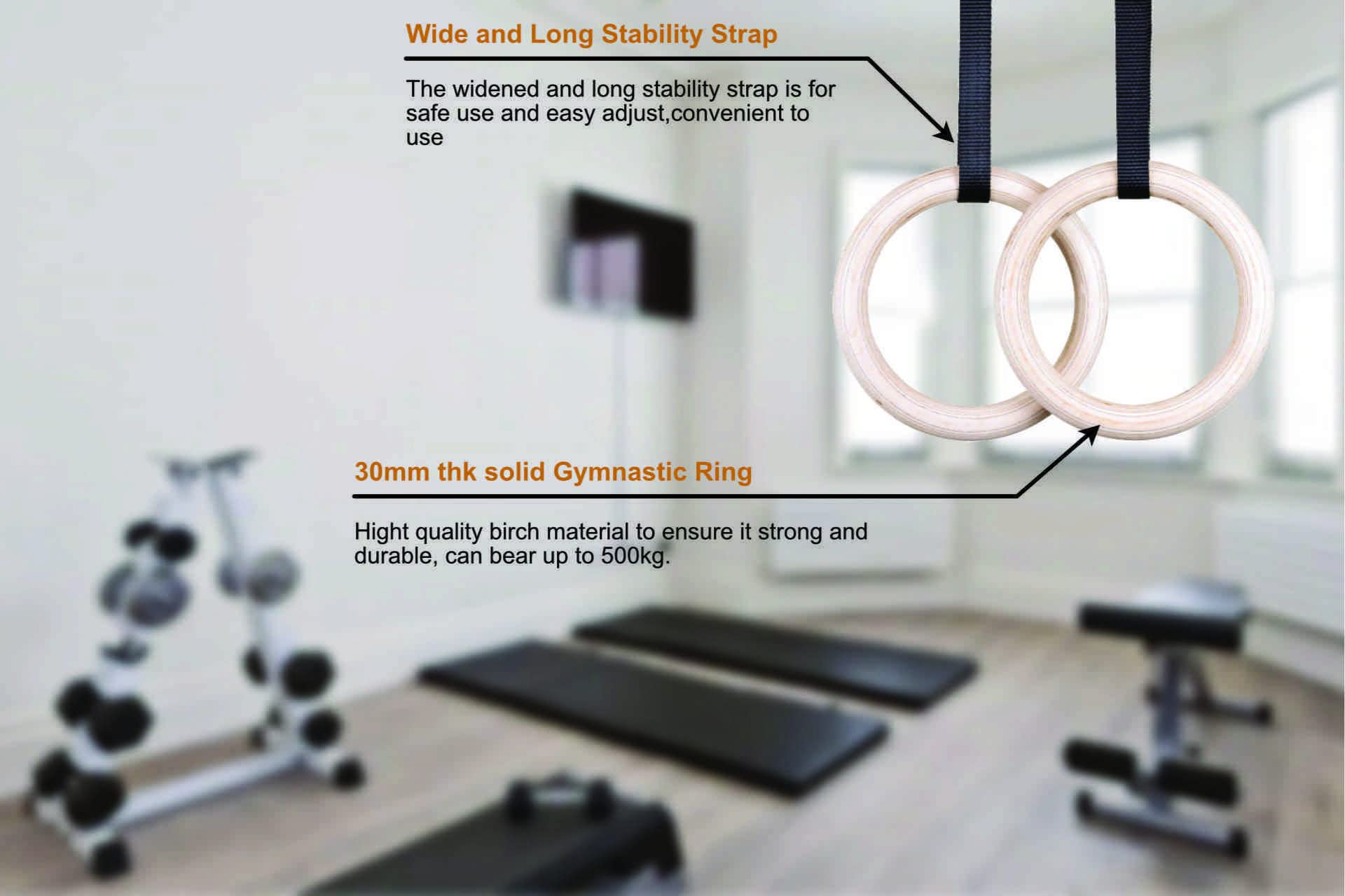 Tooba Furniture Factory� Gymnastic Rings, Roman Rings, Pilate Rings, Adjustable Buckle Straps for Professional Cross Fitness Functional Training for Home Gym Full Body Workout 2