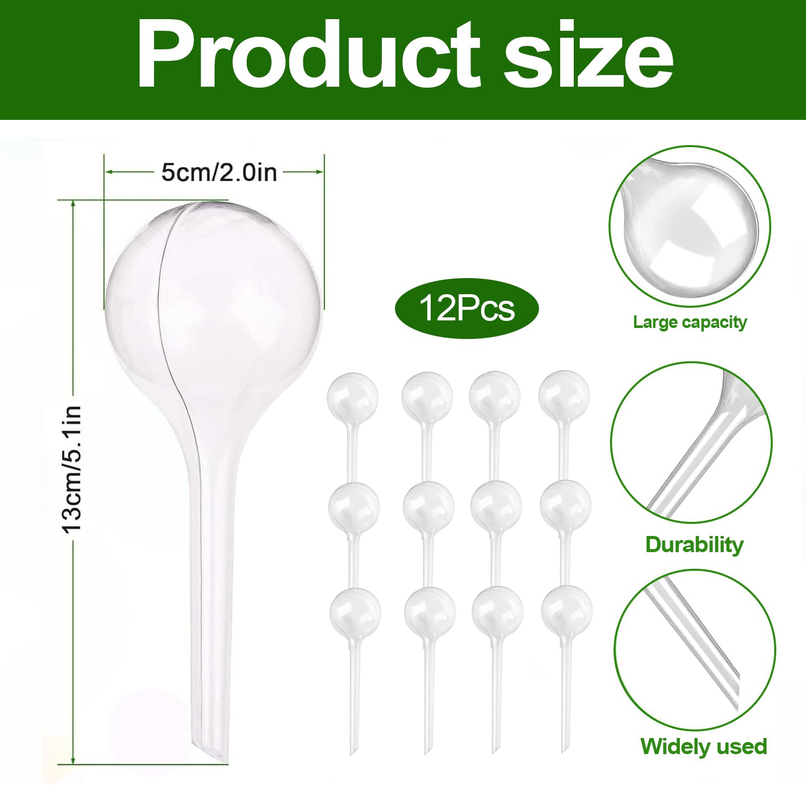 12 Pièces Globes d'Arrosage, Boules d'Irrigation pour Plantes, Bulbes d’Arrosage Automatique, Globes d’Arrosage en Plastique, Ampoules d'Arrosage, pour Arrosage Plante Interieur Fleurs Jardin en Pot