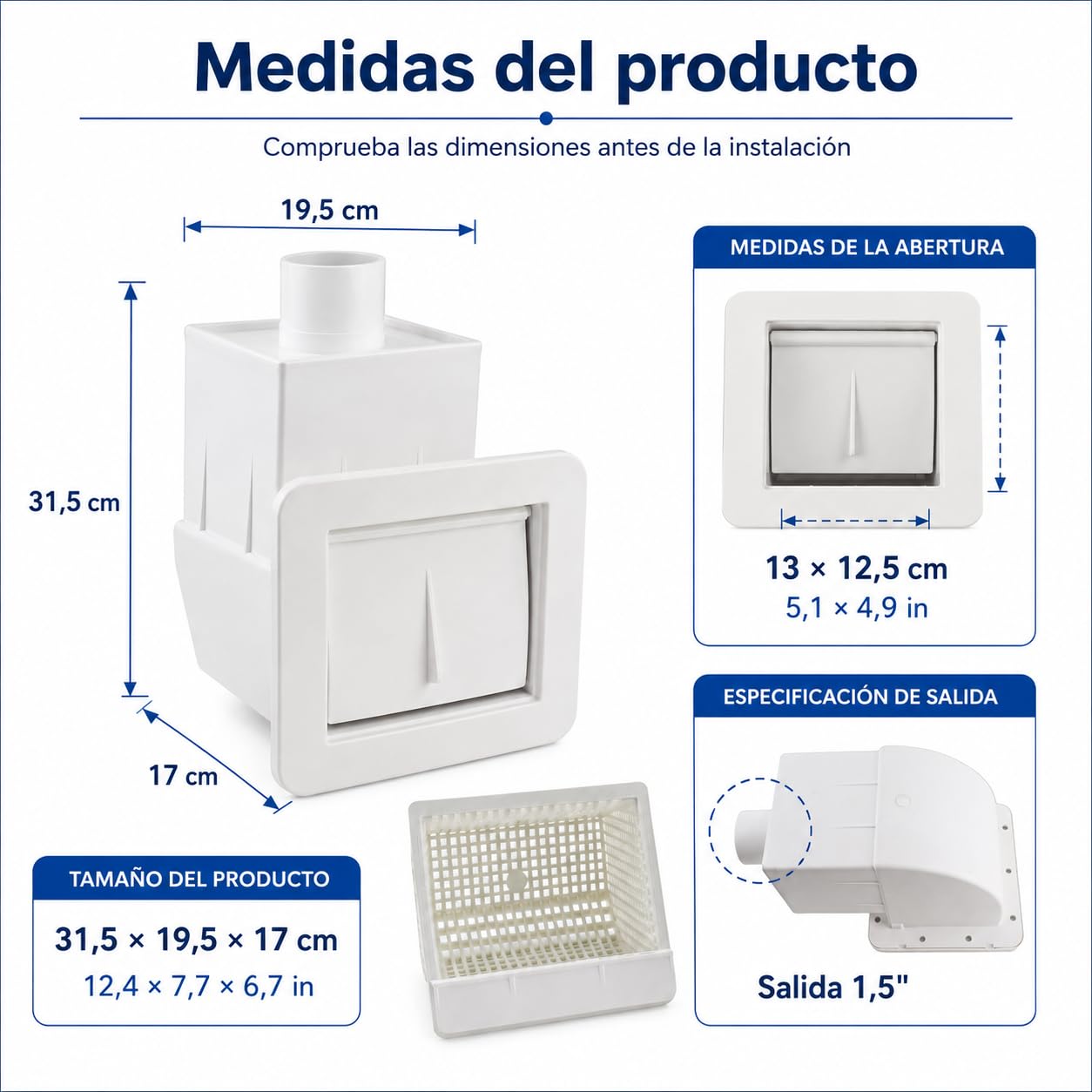 Skimmer Set OOL Skimmer en Plastique Facile À Installer Skimmer ADAPTÉ AUX SPAS ET PISCINES