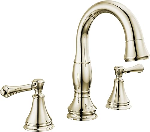Delta Faucet Cassidy 3597-PNPD-DST - Grifo de baño, níquel pulido, 3 agujeros, 3597-PNPD-DST