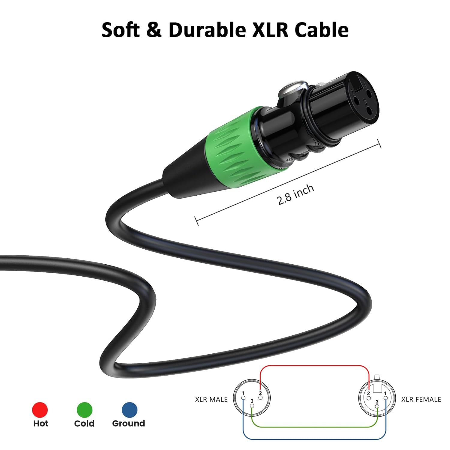 Cables XLR, cables de micrófono de 25 pies, 2 unidades, cable de altavoz XLR equilibrado de 3 pines, cable de micrófono chapado en oro macho a hembra para micrófonos, iluminación de