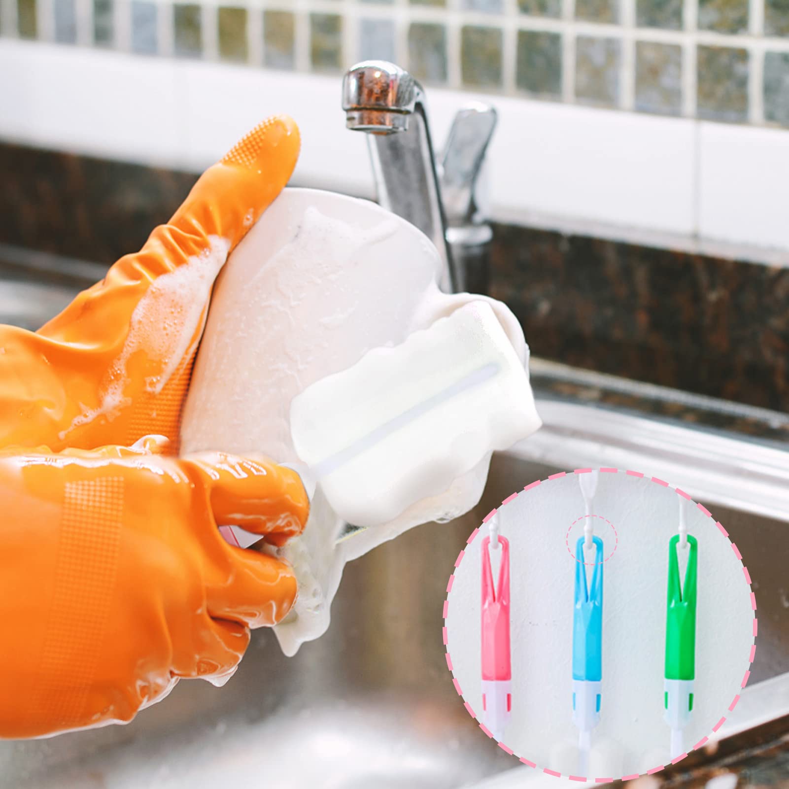 Set 6 Spazzole Per Biberon A Manico Lungo - In Spugna, Per Pulizia Profonda