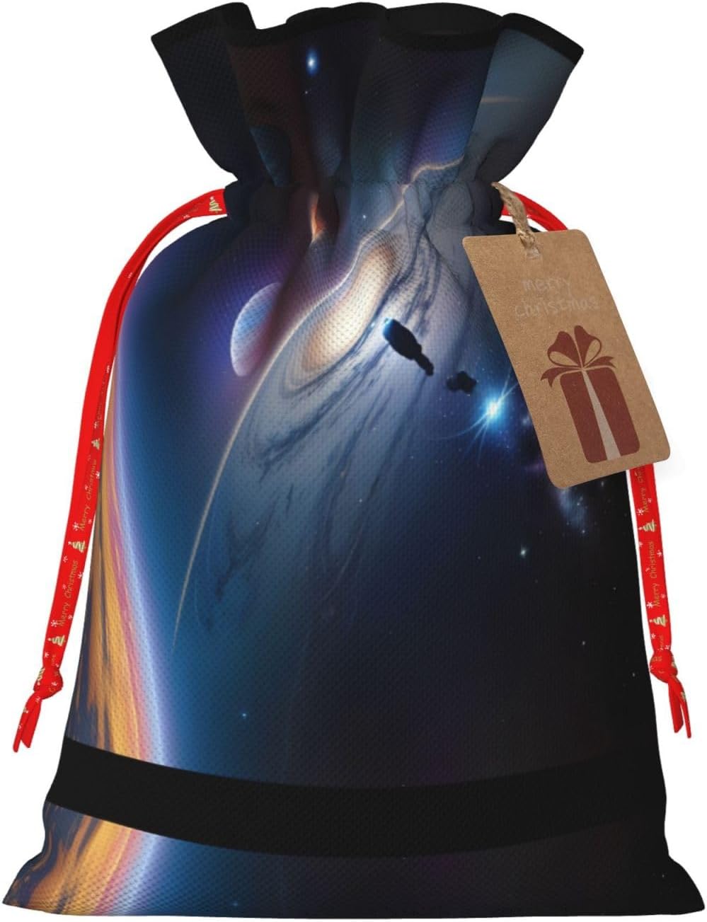 WXZYFP A fascinating universe Linen drawstring gift bag, Christmas, birthday, party gift packaging, easy to wash