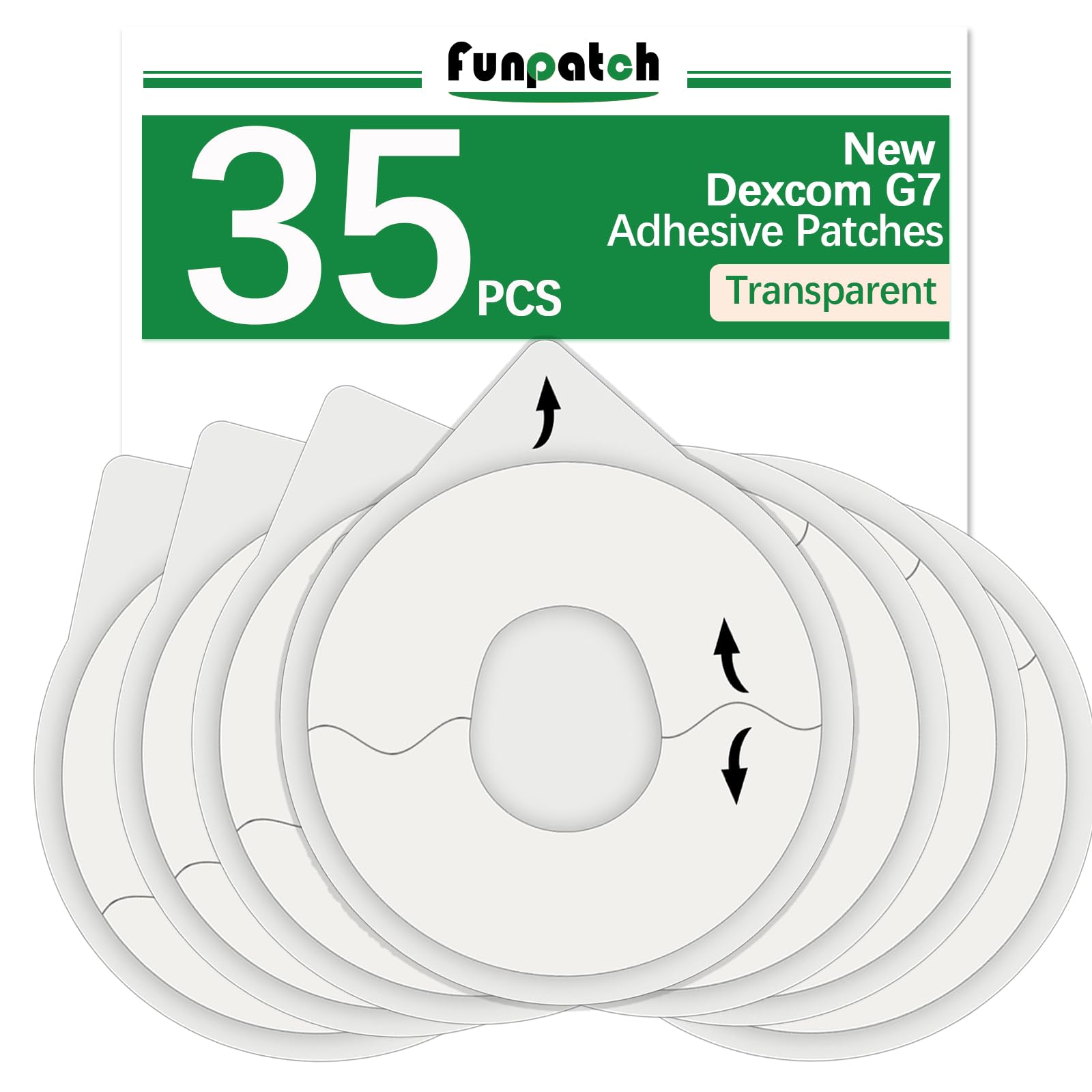 funpatch G7 Adhesive Patches 35 Pack Waterproof Pre-Cut Dexcom Adhesive Patches for G7 Premium G7 Overlay Patches Transparent Overpatch Hypoallergenic & Latex-Free Long Stay for 10 Days Easy to Use