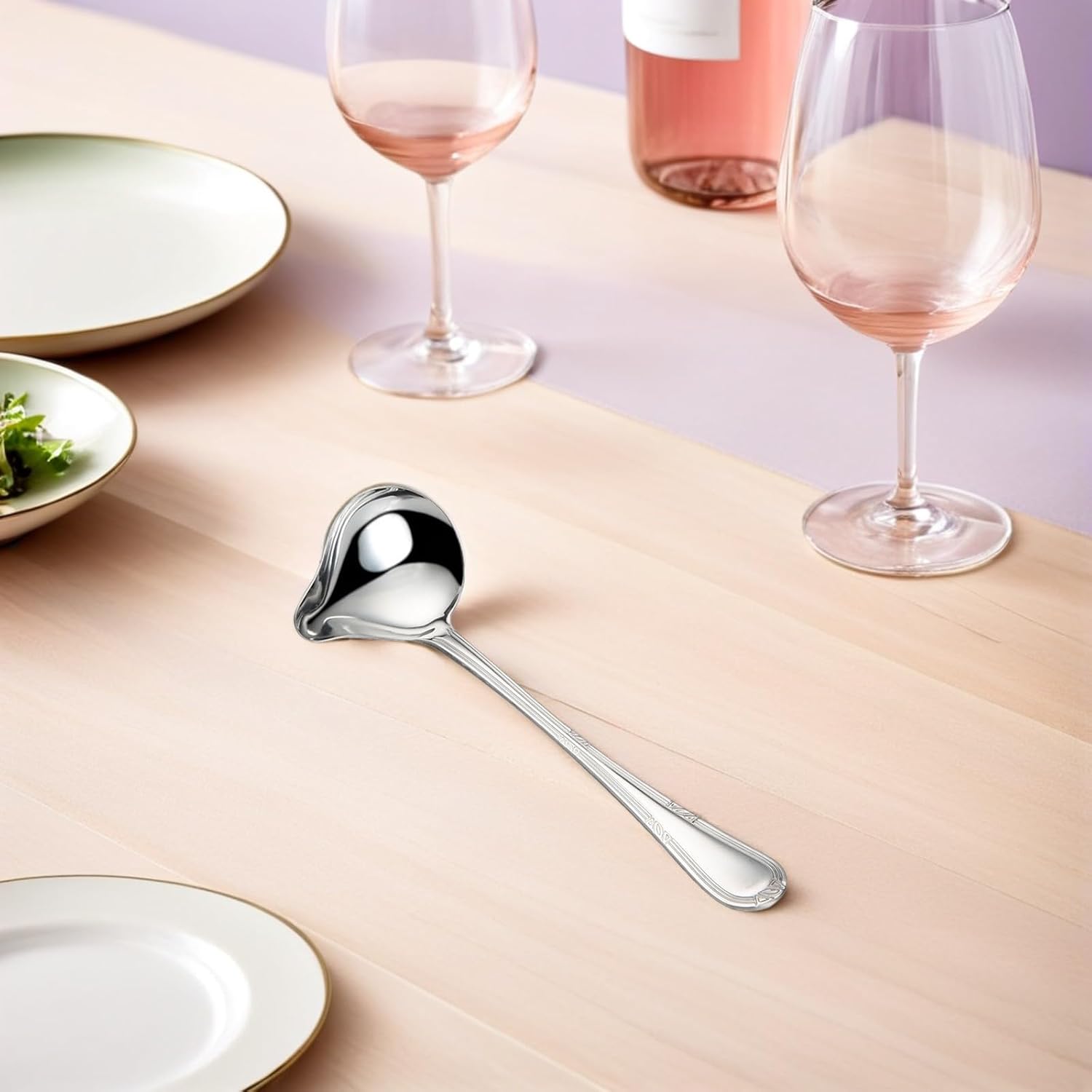 4pcs Stainless Steel Gravy Ladle with Duckbill Spout Long Handle