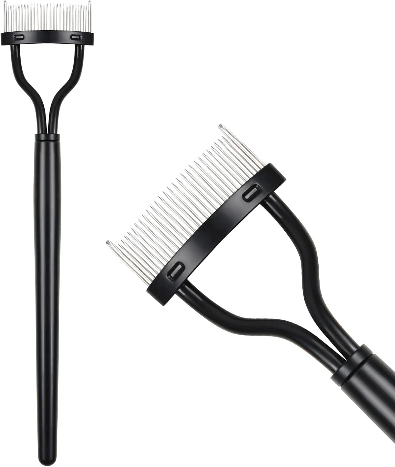 URAQT Wimperkam, Wimperseparator Wenkbrauwborstel, Metalen Tanden Oogwimperkam met Kamdeksel, Boogontworpen Cosmetische penselen Tool voor Make-up voor Vrouwen