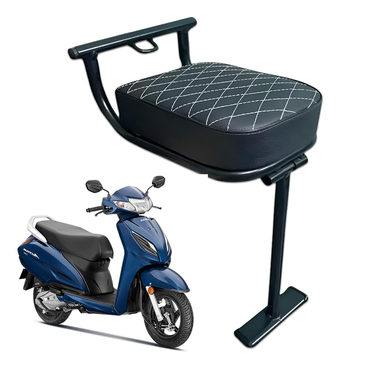 CCE Scooty Activa Front Baby Seat | Foldable Kids Scooter Chair | Soft Cushion Comfort | Adjustable Secure Child Riding Seat | Durable Metal Frame Build | Universal Fit for All Scooters |NTorq 125