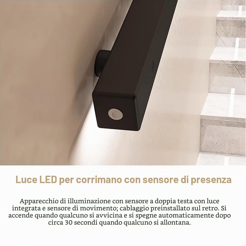 Luz LED con sensor de movimiento de 8 pies, luz nocturna montada en la pared para escaleras, dormitorios, pasillos y decoración, solución de iluminación segura y elegante para el hogar