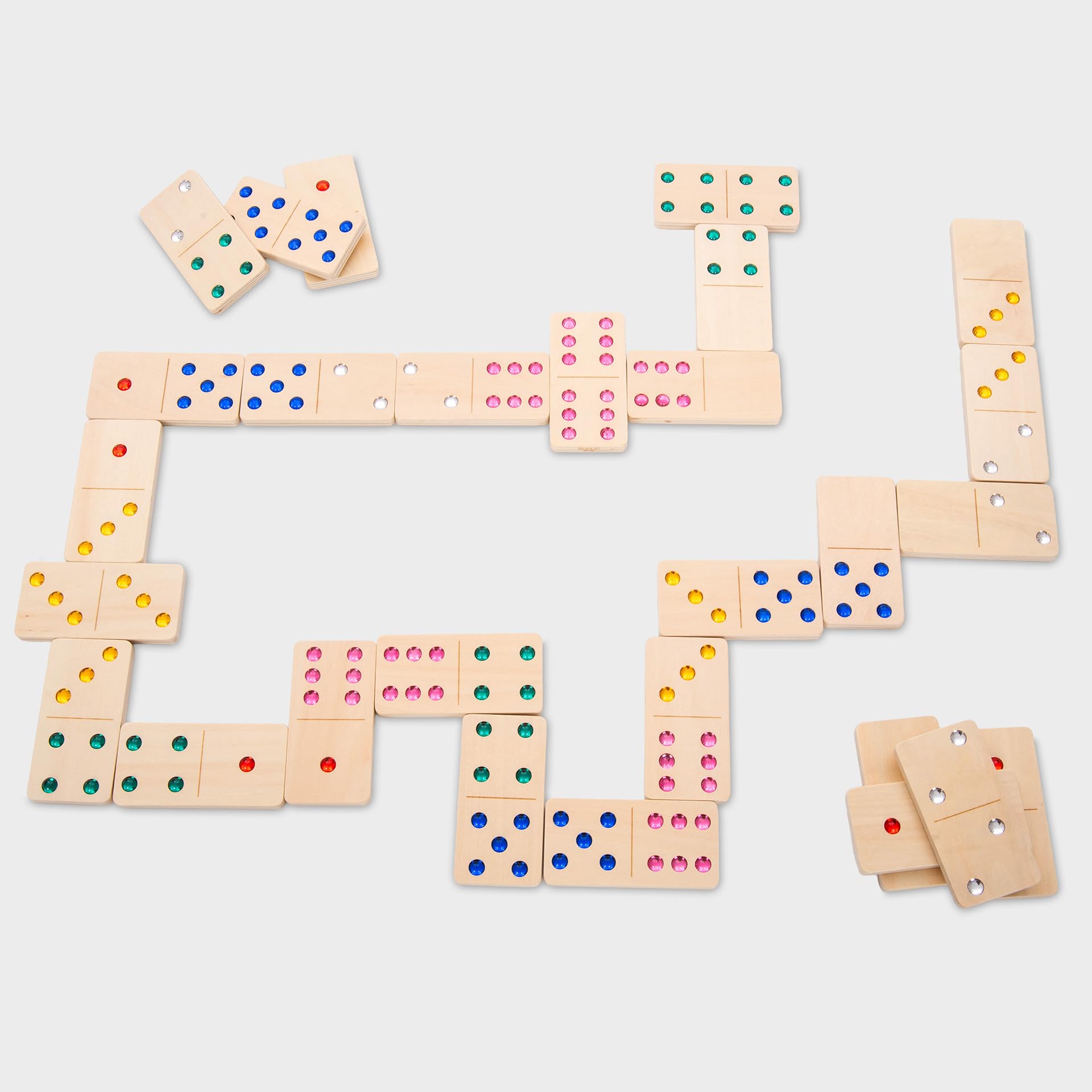 tickit Dominó con gemas de madera de gran tamaño – Juguete educativo de matemáticas certificado FSC® – Juego de dominó sensorial grande para jugar en interiores y exteriores