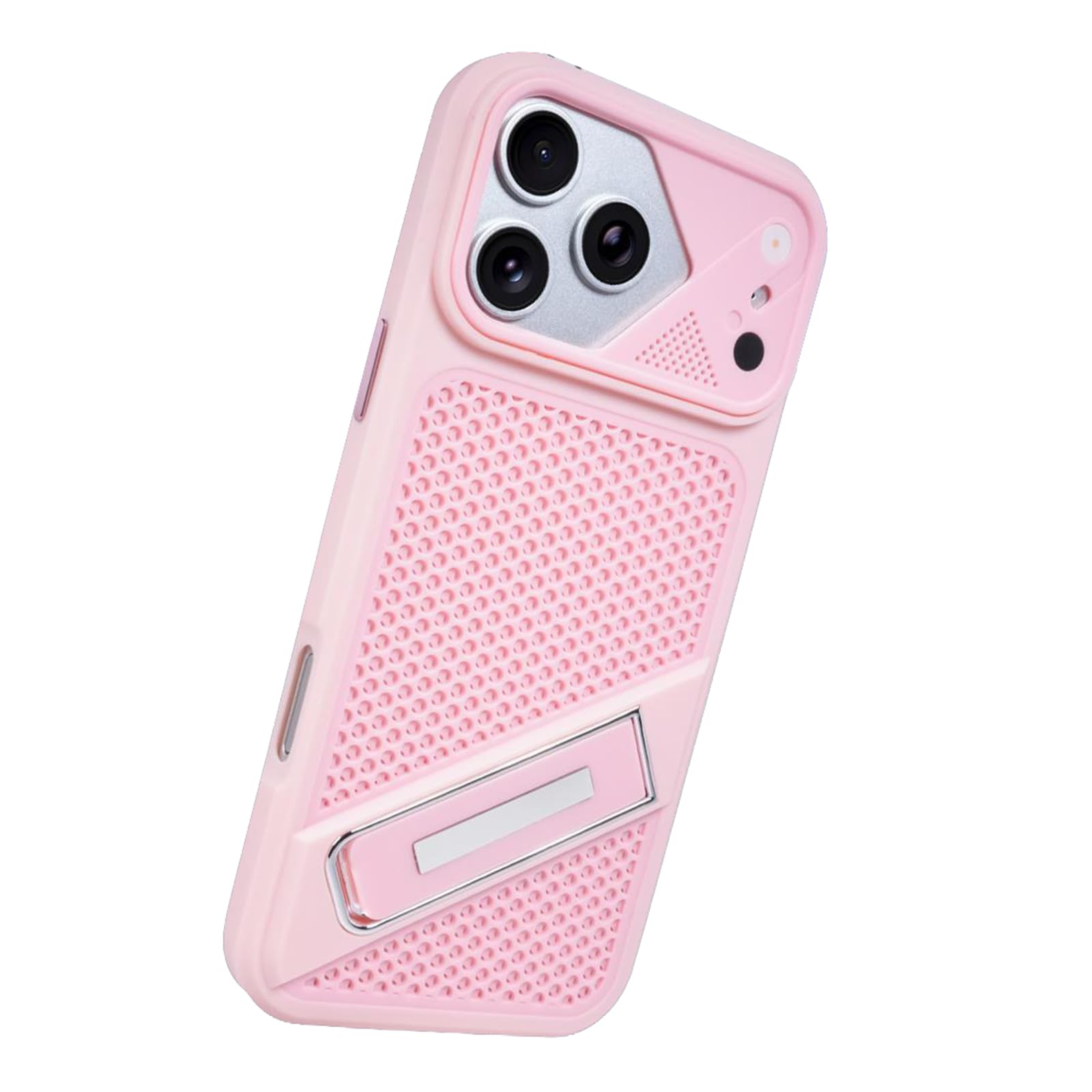 MFAOSHI Slim Case for iPhone 17 Pro Max/17 Pro/17 Air/17, Frosted Heat Dissipation Phone Case with Foldable Metal Bracket Cover,Pink,17 ProMax